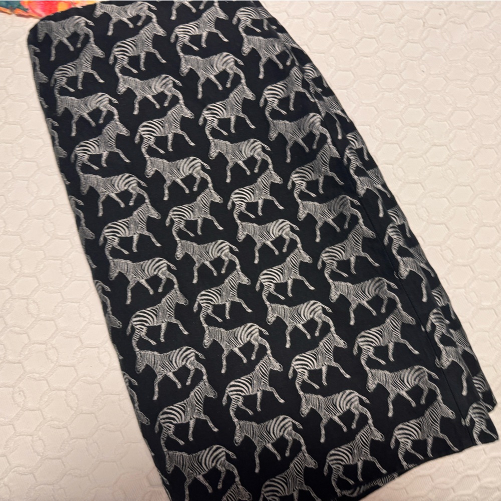 J Crew with zebra pattern skirt